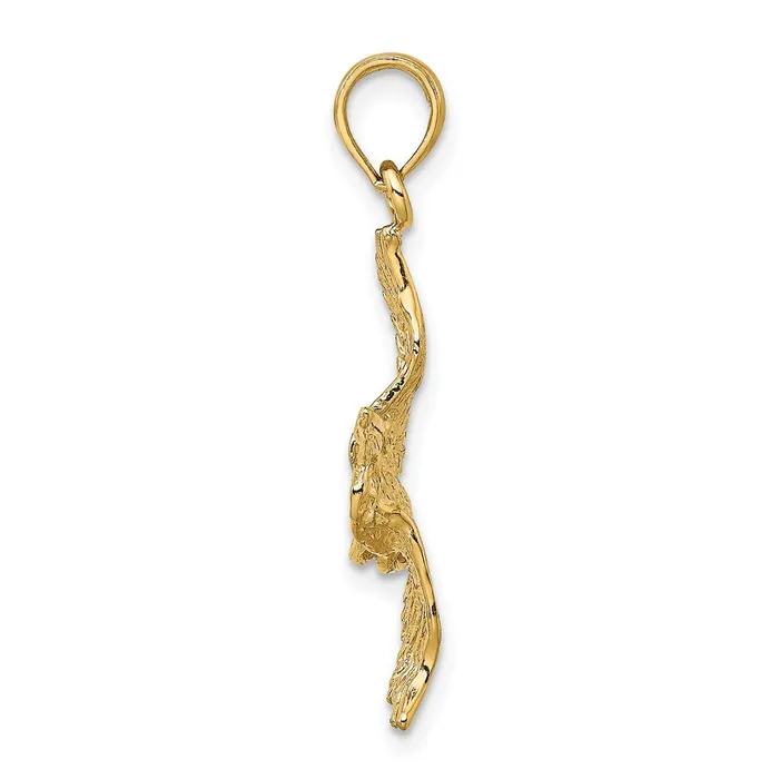 14k Yellow Gold 3D Pelican Flying Charm Goldia Charm Necklaces