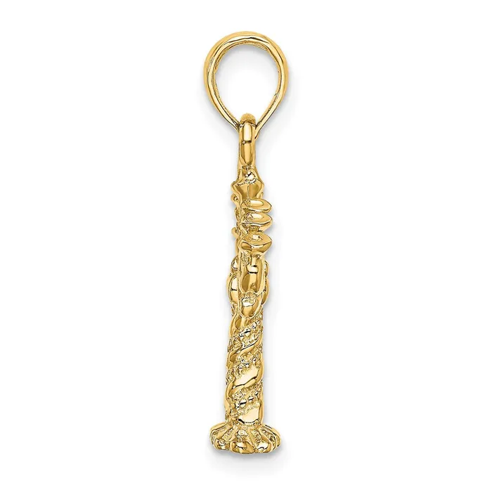 14k Yellow Gold 3D Textured Menorah Charm Goldia Charm Necklaces