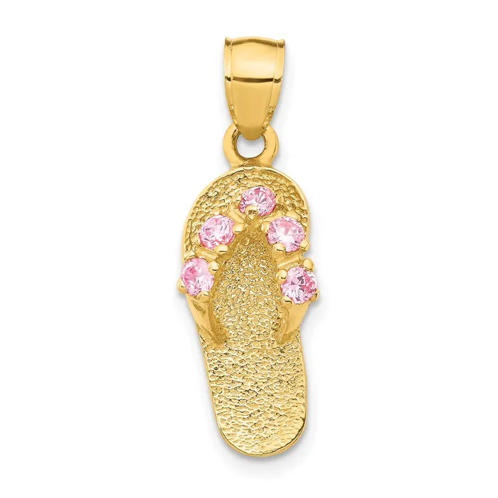 14k Yellow Gold 3D OctoberCZ Birthstone Flip Flop Pendant Goldia PreStyled Sets