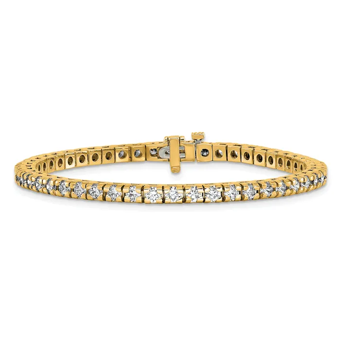 14k Yellow Gold 4 58 Ct Lab Grown Diamond VSSI G Round Tennis Bracelet Goldia Bracelets