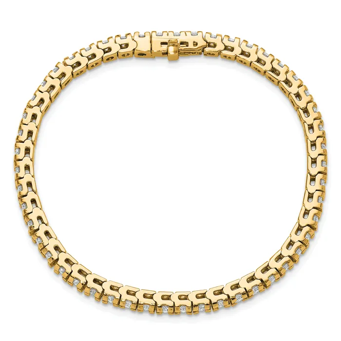 14k Yellow Gold 4 58 Ct Lab Grown Diamond VSSI G Round Tennis Bracelet Goldia Bracelets