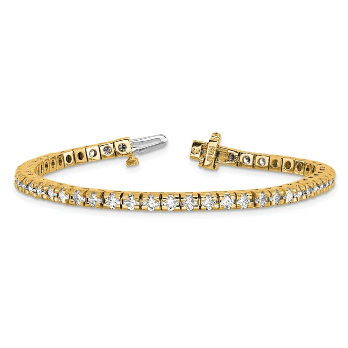 14k Yellow Gold 4 58 Ct Lab Grown Diamond VSSI G Round Tennis Bracelet Goldia Bracelets
