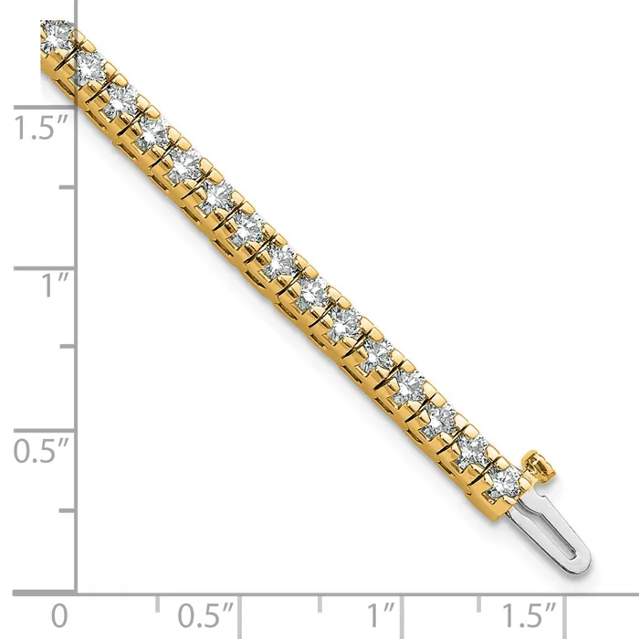 14k Yellow Gold 4 58 Ct Lab Grown Diamond VSSI G Round Tennis Bracelet Goldia Bracelets