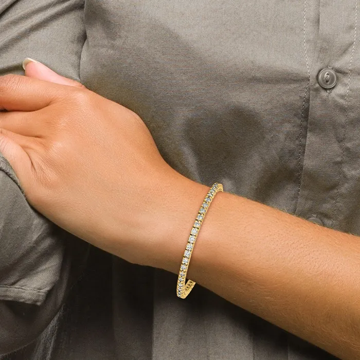 14k Yellow Gold 4 58 Ct Lab Grown Diamond VSSI G Round Tennis Bracelet Goldia Bracelets