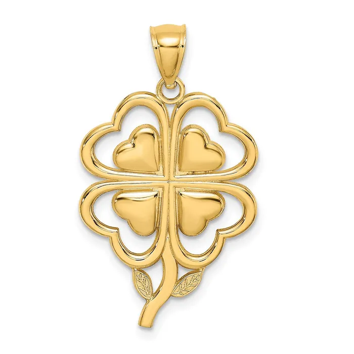14k Yellow Gold 4Leaf Clover Charm Goldia Charm Necklaces