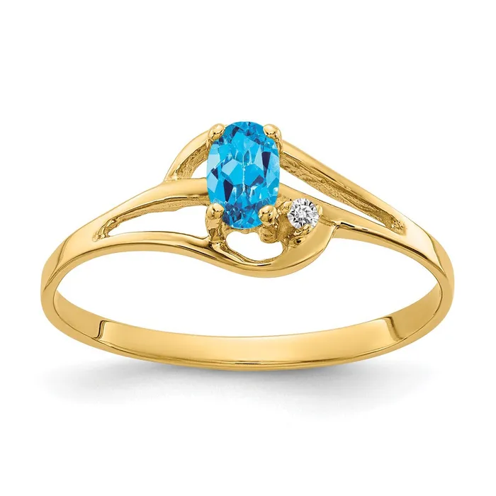 14K Yellow Gold 5x3mm Oval Blue Topaz VS Real Diamond ring Goldiacom Rings