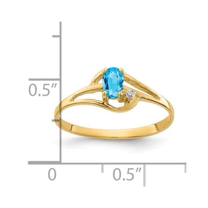 14K Yellow Gold 5x3mm Oval Blue Topaz VS Real Diamond ring Goldiacom Rings