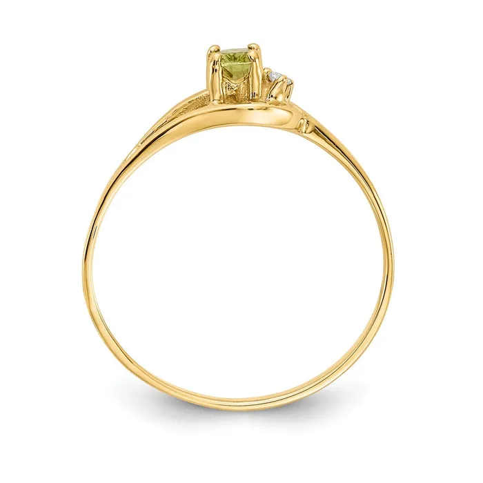14K Yellow Gold 5x3mm Oval Peridot AAA Real Diamond ring Goldiacom Rings