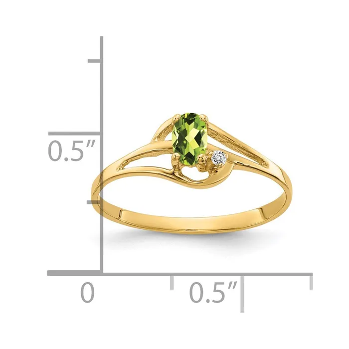 14K Yellow Gold 5x3mm Oval Peridot AAA Real Diamond ring Goldiacom Rings