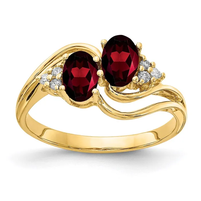 14K Yellow Gold 6x4mm Oval Garnet A Real Diamond ring Goldia Rings