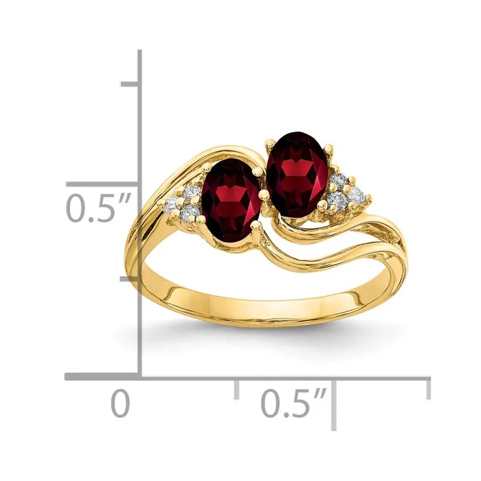 14K Yellow Gold 6x4mm Oval Garnet A Real Diamond ring Goldia Rings