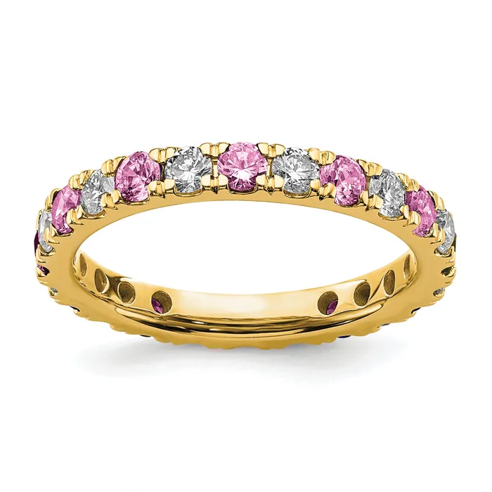 14k Yellow Gold 78 Ct Lab Grown Diamond VSSI G and Lab Created Pink Sapphire Eternity Band Ring Goldia Rings 14k Yellow Gold 78 Ct Lab Grown Diamond VSSI G and Lab Created Pink Sapphire Eternity Band Ring Goldia Rings