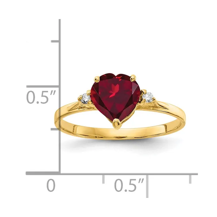 14K Yellow Gold 7mm Heart Created Ruby A Real Diamond ring Goldiacom Rings