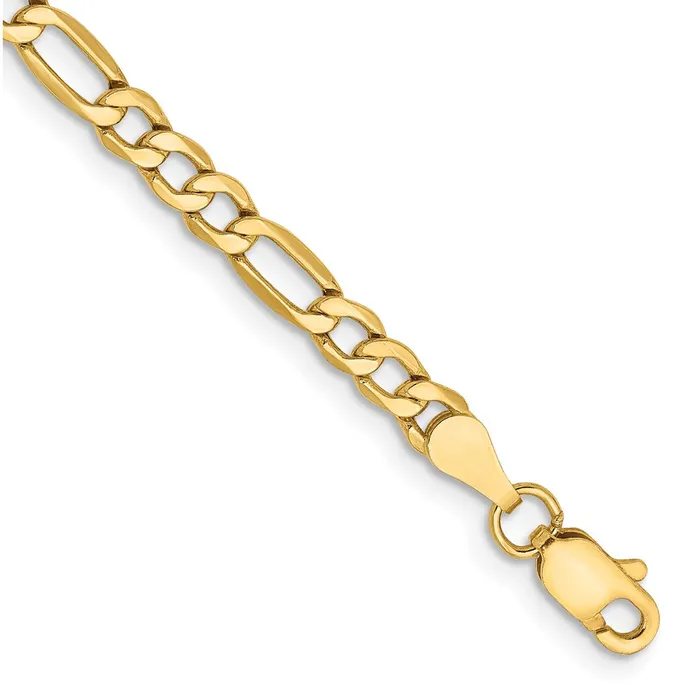 14K Yellow Gold 8 inch 35mm SemiSolid Figaro with Lobster Clasp Bracelet MDS Bracelets