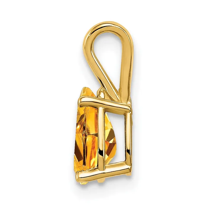 14K Yellow Gold 8x5mm Pear Citrine pendant Goldia Necklaces