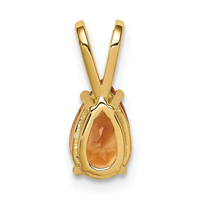 14K Yellow Gold 8x5mm Pear Citrine pendant Goldia Necklaces