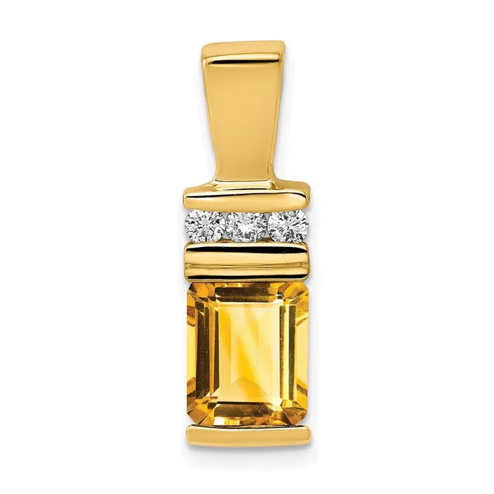 14k Yellow Gold 8x6mm Emerald Cut Citrine AA Diamond Slide Goldia Earrings 14k Yellow Gold 8x6mm Emerald Cut Citrine AA Diamond Slide Goldia Earrings