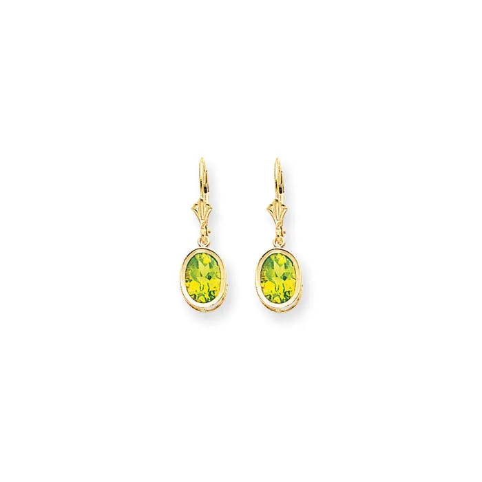 14k Yellow Gold 9x7mm Oval Peridot Checker leverback Earrings Goldia Earrings 14k Yellow Gold 9x7mm Oval Peridot Checker leverback Earrings Goldia Earrings