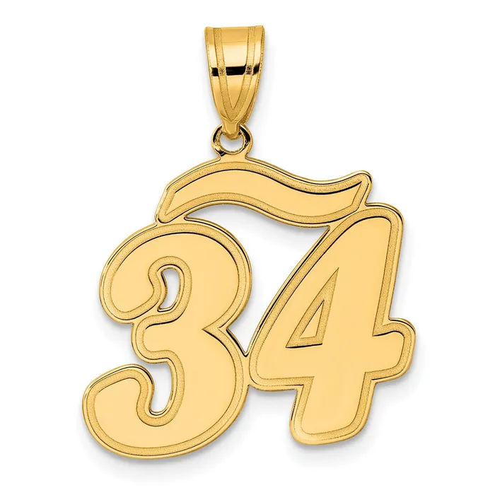 14k Yellow Gold Brushed Border Script Number 34 Pendant Goldia PreStyled Sets 14k Yellow Gold Brushed Border Script Number 34 Pendant Goldia PreStyled Sets