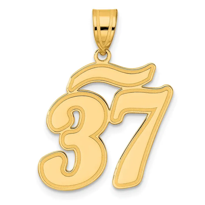 14k Yellow Gold Brushed Border Script Number 37 Pendant Goldia PreStyled Sets 14k Yellow Gold Brushed Border Script Number 37 Pendant Goldia PreStyled Sets