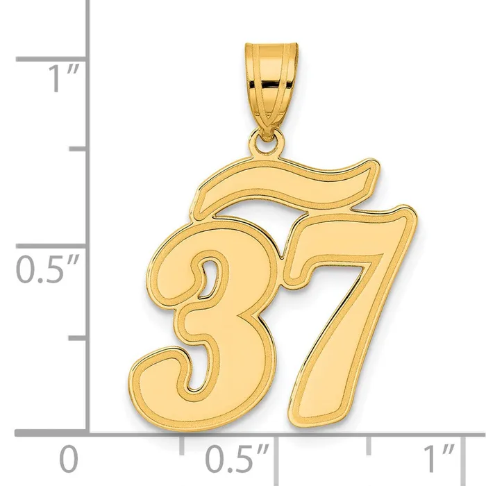 14k Yellow Gold Brushed Border Script Number 37 Pendant Goldia PreStyled Sets