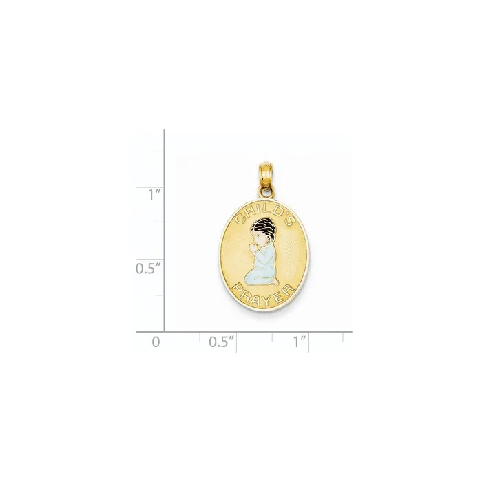 14k Yellow Gold Childs Prayer wEnameled Boy Pendant Goldia PreStyled Sets