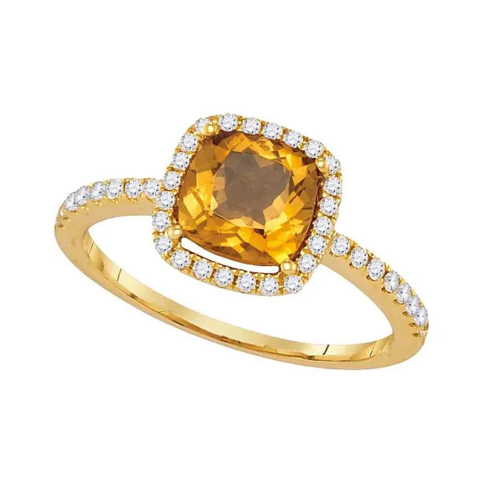 14k Yellow Gold Cushion Citrine Solitaire Diamond Halo Slender Ring 114 Cttw gndatlanta Rings 14k Yellow Gold Cushion Citrine Solitaire Diamond Halo Slender Ring 114 Cttw gndatlanta Rings