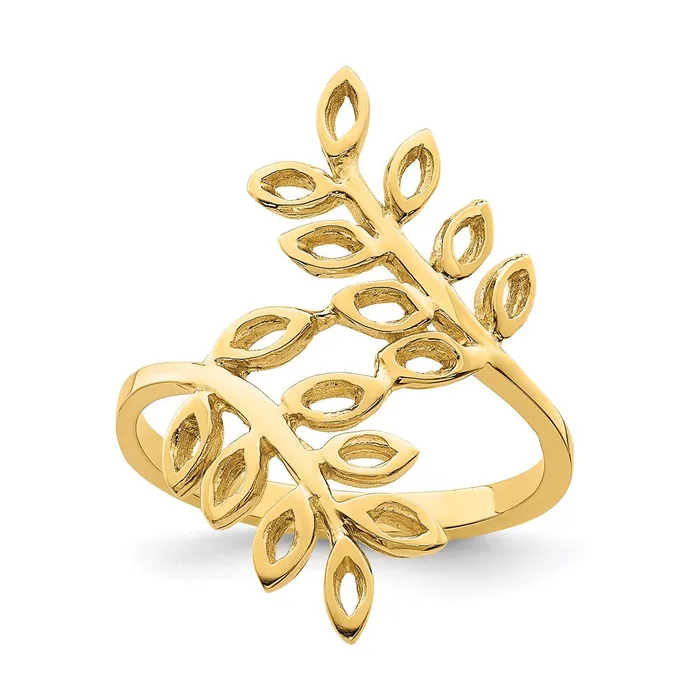 14K Yellow Gold Leaf Ring Goldia Rings