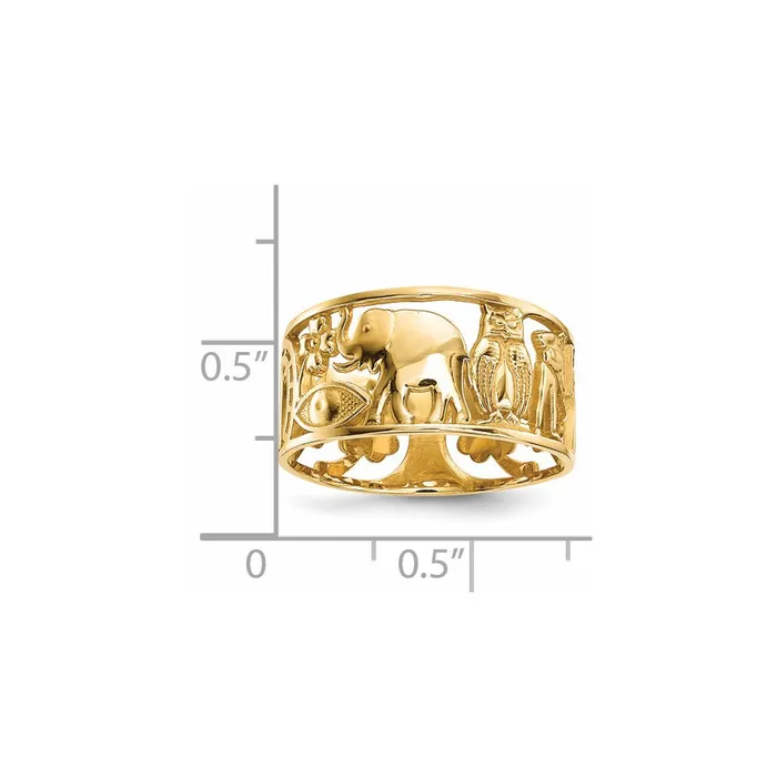 14k Yellow Gold Lucky Symbols Cut Out 9mm Band Goldia Rings