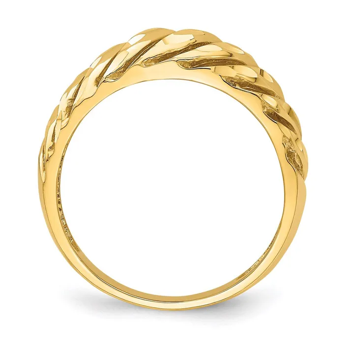 14K Yellow Gold Open Slash Diamondcut Dome Ring Goldia Rings