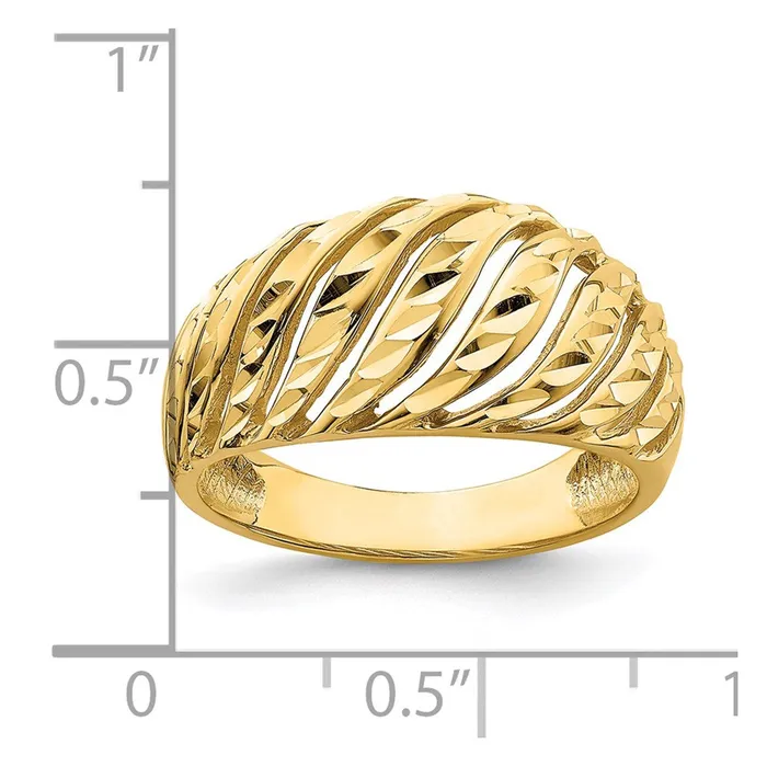 14K Yellow Gold Open Slash Diamondcut Dome Ring Goldia Rings