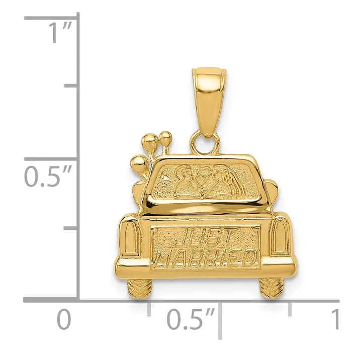 14k Yellow Gold Polished and Textured Just Married Pendant Goldia Necklaces