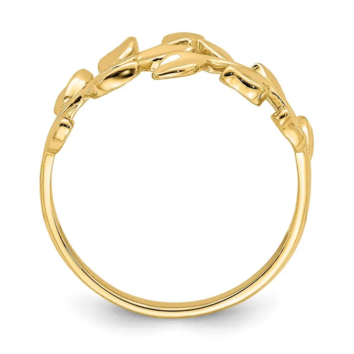 14K Yellow Gold Polished Leaf Ring Goldia Rings