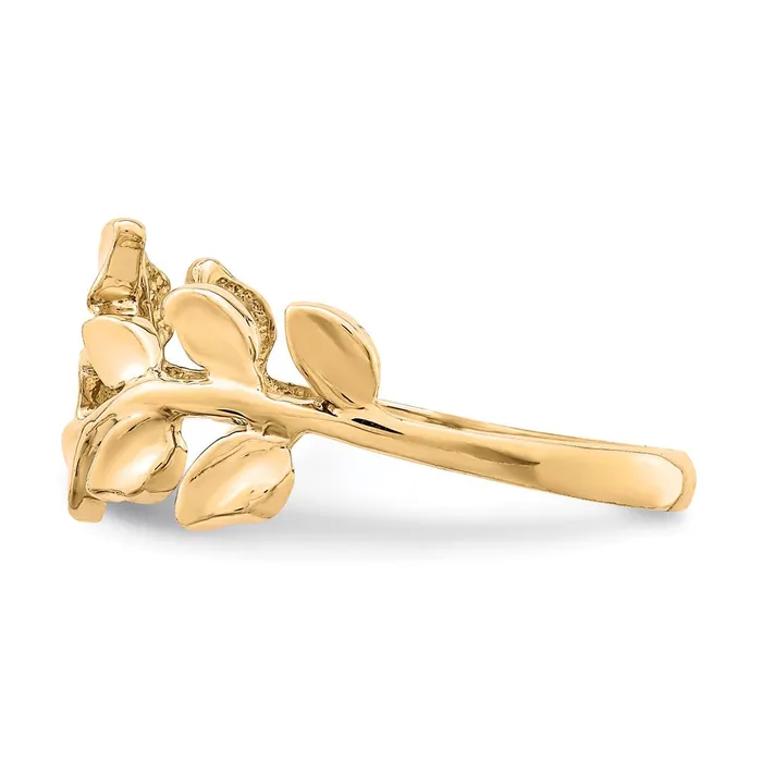 14K Yellow Gold Polished Leaf Ring Goldia Rings