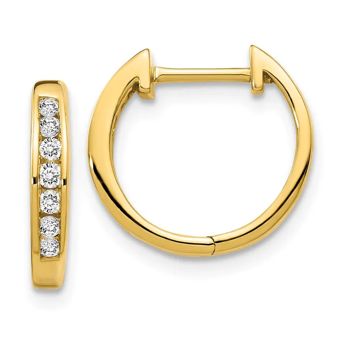 14k Yellow Gold Polished Real Diamond Hinged Hoop Earrings Goldia Earrings 14k Yellow Gold Polished Real Diamond Hinged Hoop Earrings Goldia Earrings