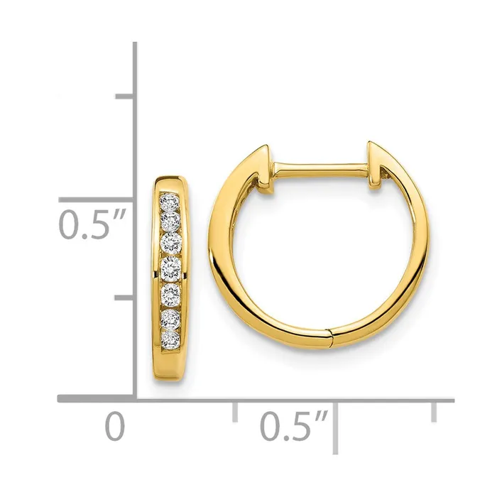 14k Yellow Gold Polished Real Diamond Hinged Hoop Earrings Goldia Earrings