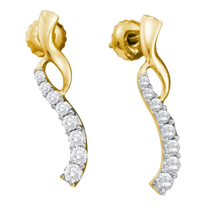 14k Yellow Gold Round Diamond Journey Earrings 12 Cttw gndatlanta Earrings 14k Yellow Gold Round Diamond Journey Earrings 12 Cttw gndatlanta Earrings