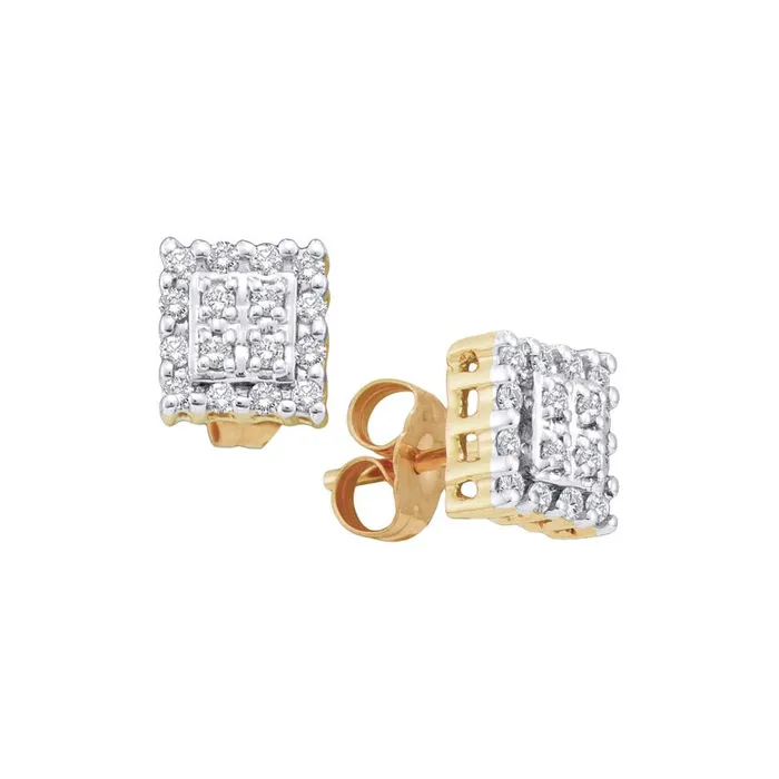 14k Yellow Gold Round Diamond Square Earrings 14 Cttw gndatlanta Earrings 14k Yellow Gold Round Diamond Square Earrings 14 Cttw gndatlanta Earrings