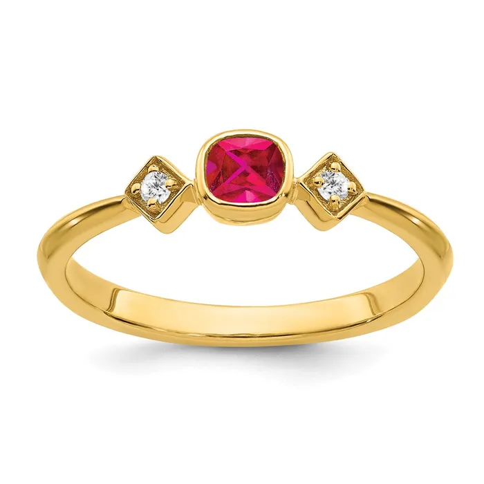 14K Yellow Gold Ruby and Real Diamond Ring Goldia Rings