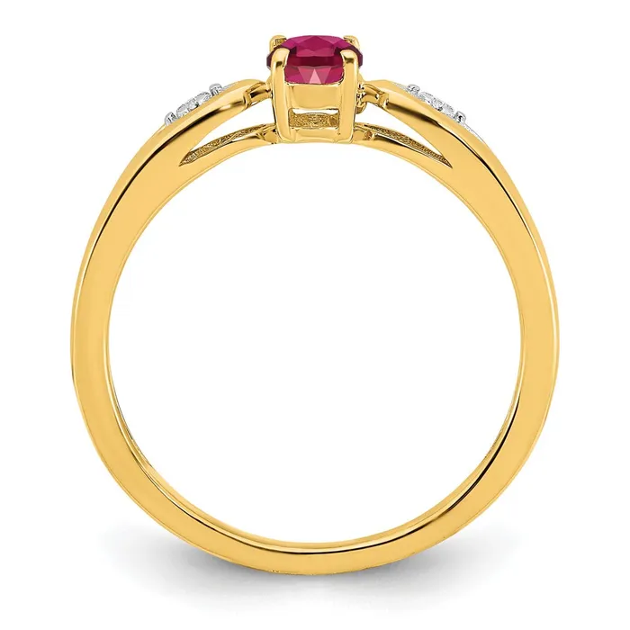 14K Yellow Gold Ruby and Real Diamond Ring Goldia Rings