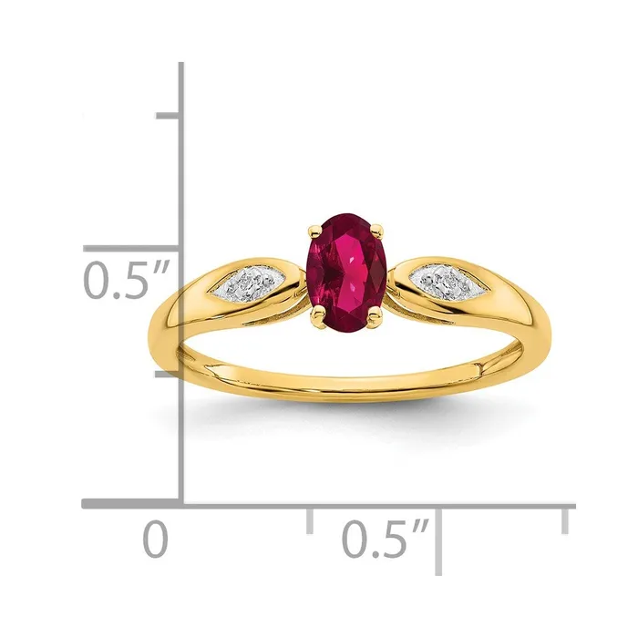 14K Yellow Gold Ruby and Real Diamond Ring Goldia Rings