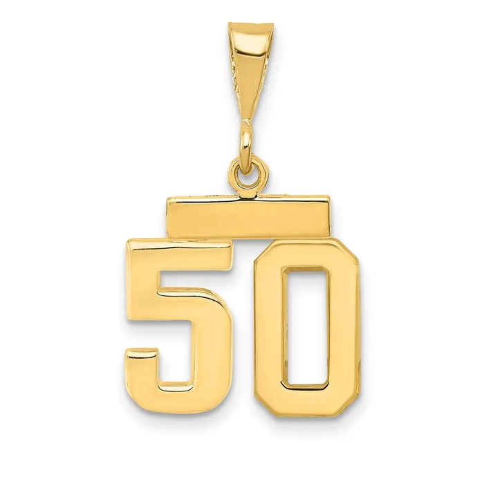 14k Yellow Gold Small Polished Number 50 Charm Goldia Charm Necklaces
