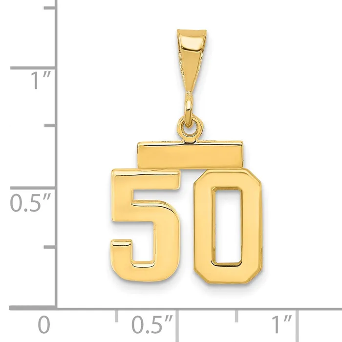14k Yellow Gold Small Polished Number 50 Charm Goldia Charm Necklaces