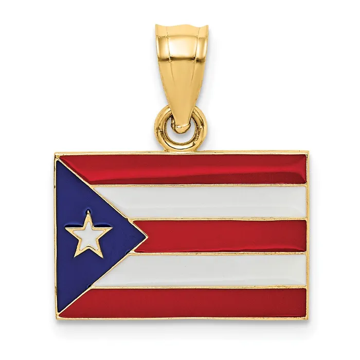 14k Yellow Gold Solid Enameled Puerto Rico Flag Pendant Goldia PreStyled Sets 14k Yellow Gold Solid Enameled Puerto Rico Flag Pendant Goldia PreStyled Sets