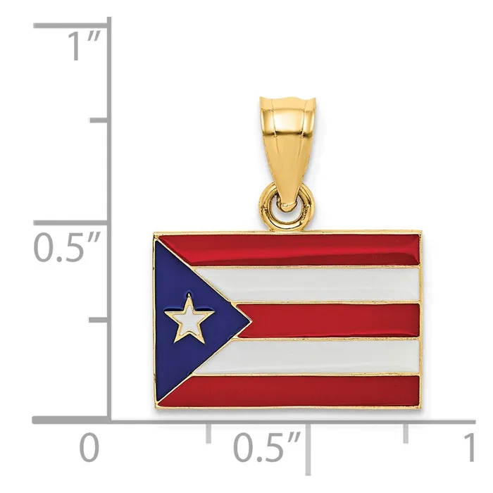 14k Yellow Gold Solid Enameled Puerto Rico Flag Pendant Goldia PreStyled Sets