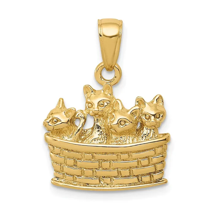 14k Yellow Gold Solid Polished 3D Kittens in Basket Pendant Goldia Necklaces 14k Yellow Gold Solid Polished 3D Kittens in Basket Pendant Goldia Necklaces