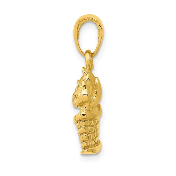14k Yellow Gold Solid Polished 3D Kittens in Basket Pendant Goldia Necklaces