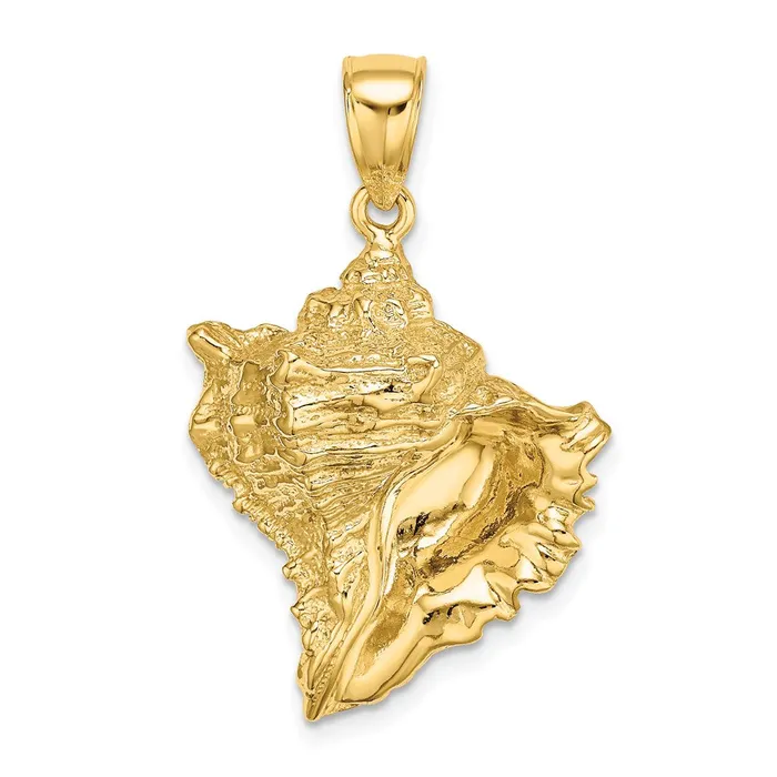 14k Yellow Gold Textured Conch Shell Charm Goldia Charm Necklaces
