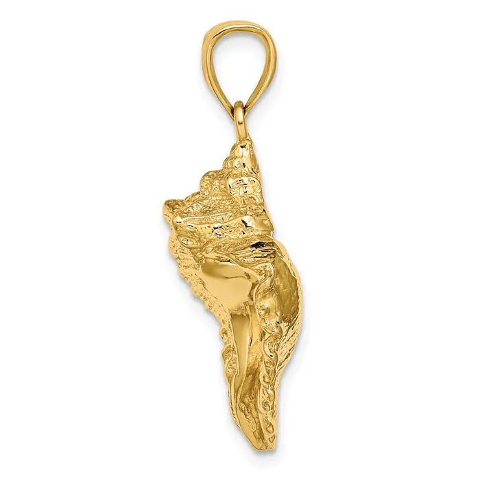 14k Yellow Gold Textured Conch Shell Charm Goldia Charm Necklaces