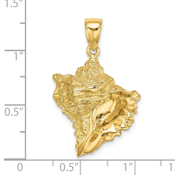 14k Yellow Gold Textured Conch Shell Charm Goldia Charm Necklaces